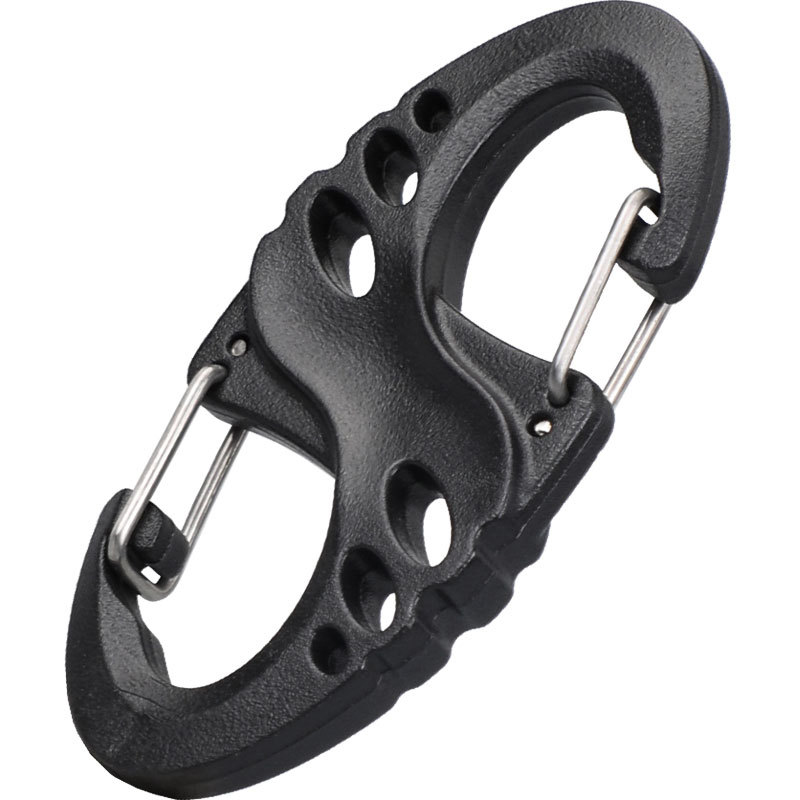 Outdoor Sports Plastic Buckle Keychain with Lock Backpack Attachment Ring Wire Spring Buckle for Camping Hiking
