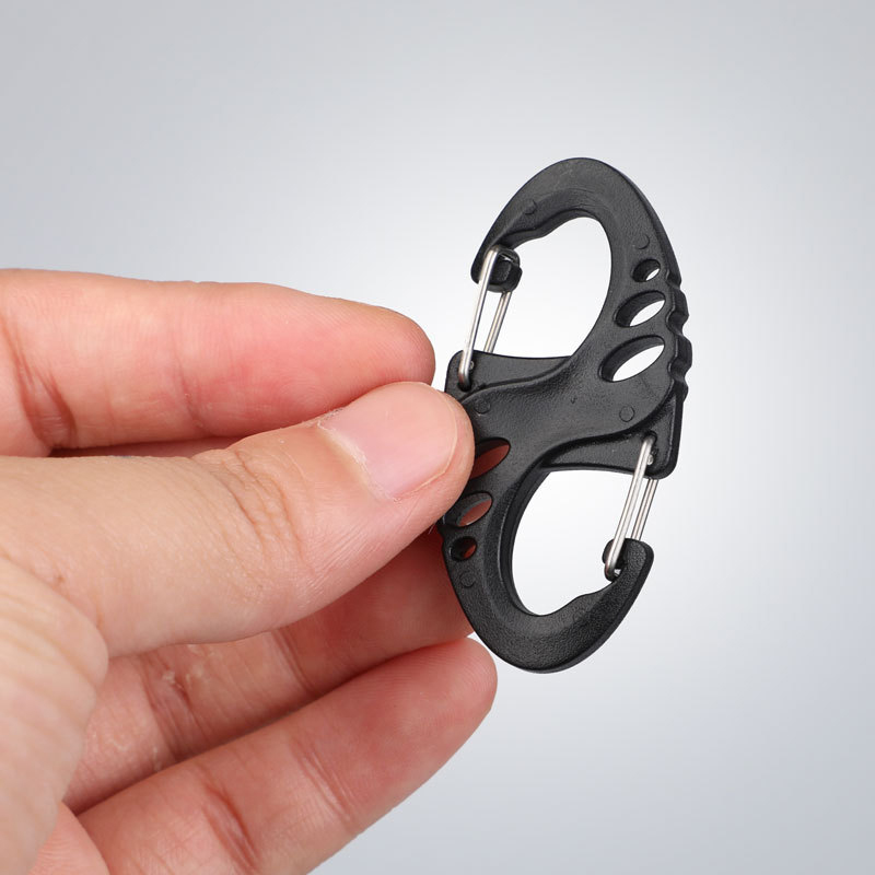 Outdoor Sports Plastic Buckle Keychain with Lock Backpack Attachment Ring Wire Spring Buckle for Camping Hiking