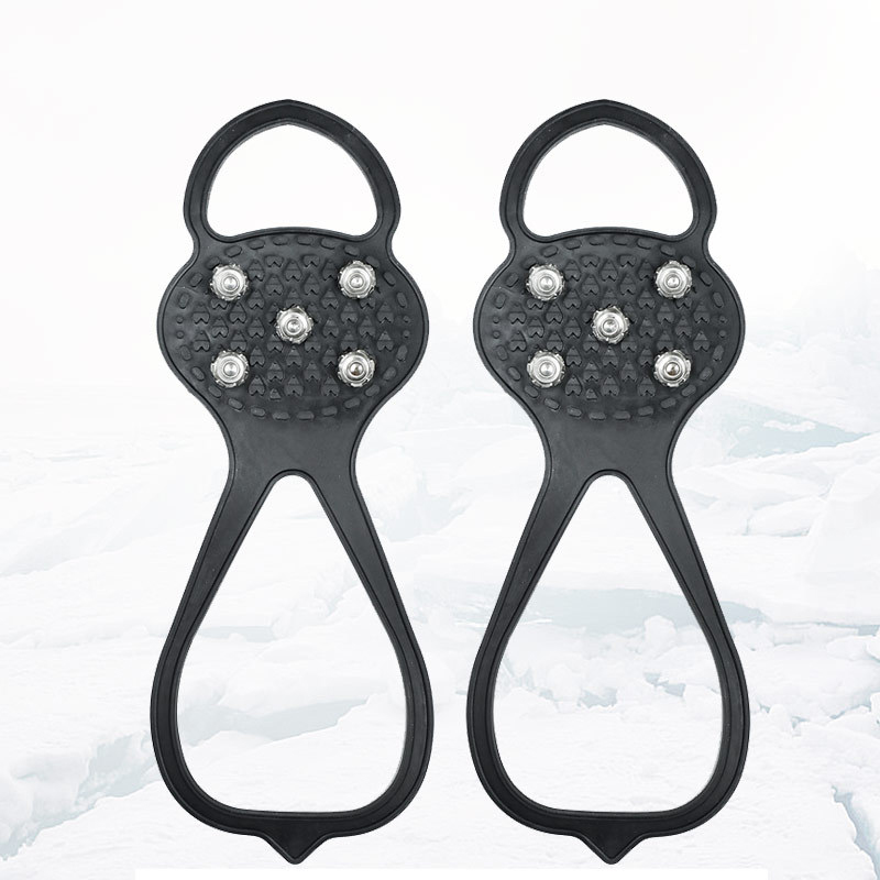TPR 5 Toothed Anti-skate Claws Anti-fall Snow Nails Boot Shoe Cover For Outdoor Climbing Ice And Snow Road