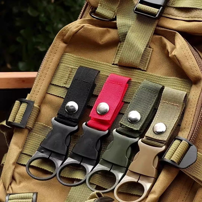 Nylon Portable Bottle Hooks Hanging Buckle Webbing Hanging Mountaineering Buckle for Camping Hiking