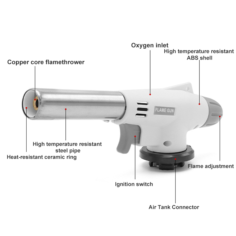 Portable Metal Flame Gun Ceramic Core Spray Gun Small Welding Torch for Outdoor BBQ Camping Cooking