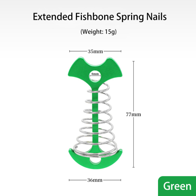 Extended Spring Fishbone Ground Pegs for Outdoor Camping Tent Canopy Accessory