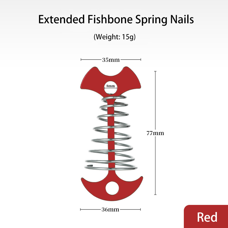 Extended Spring Fishbone Ground Pegs for Outdoor Camping Tent Canopy Accessory