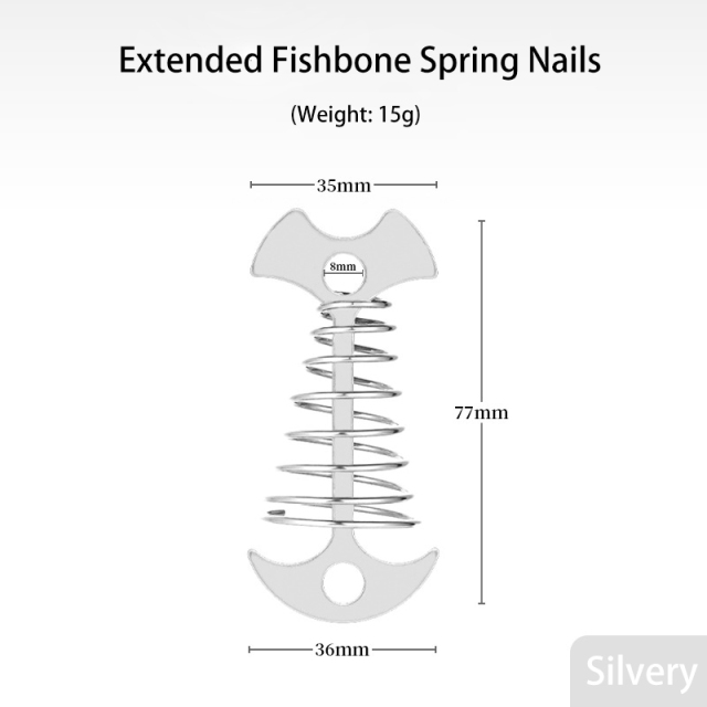Extended Spring Fishbone Ground Pegs for Outdoor Camping Tent Canopy Accessory