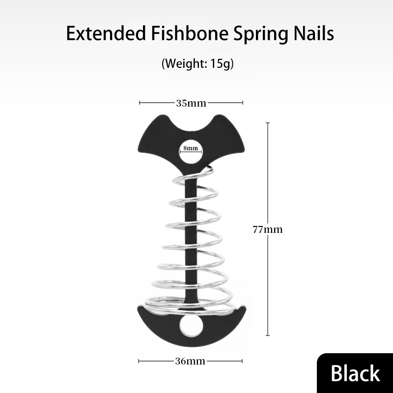 Extended Spring Fishbone Ground Pegs for Outdoor Camping Tent Canopy Accessory