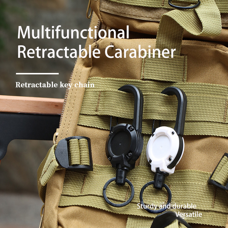 Portable Free Retractable Clockwork Backpack Buckle Water Bottle Carabiner Belt for Sports Mountaineering