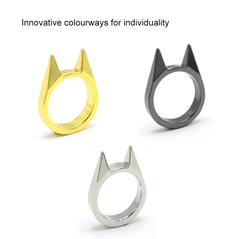 Anti-body Cat Ear Single Finger Buckle Ring Window Breaker Women's Anti-wolf Tools for Outdoor Sport