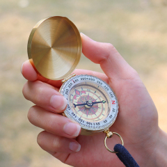 Brass Copper Retro Style Compass G50 Noctilucent Luminous With Cover Pocket Watch for Outdoor Hiking Camping