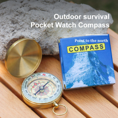 Brass Copper Retro Style Compass G50 Noctilucent Luminous With Cover Pocket Watch for Outdoor Hiking Camping