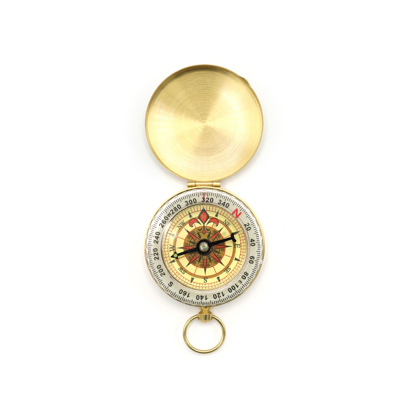 Brass Copper Retro Style Compass G50 Noctilucent Luminous With Cover Pocket Watch for Outdoor Hiking Camping