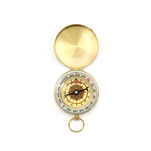 Brass Copper Retro Style Compass G50 Noctilucent Luminous With Cover Pocket Watch for Outdoor Hiking Camping