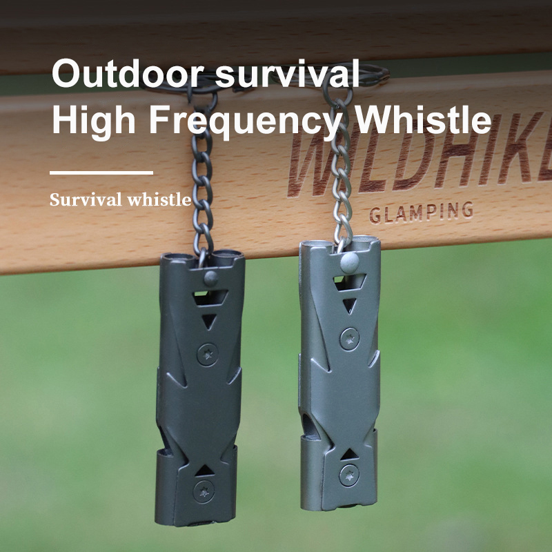 Stainless Steel Double Barrel Popping Whistle for Outdoor Survival High Frequency Earthquake Life