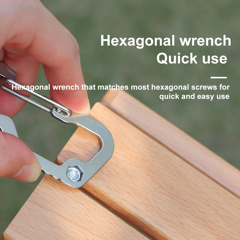 Multifunctional EDC D Buckle Stainless Steel Mountaineering Bottle Opener Spring Hook for Outdoor Sport