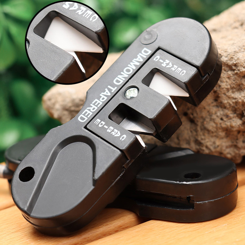Multifunctional Portable Tungsten Steel Knife Sharpener Fish Hook Pocket Diamond Tool for Camp Hike outdoor