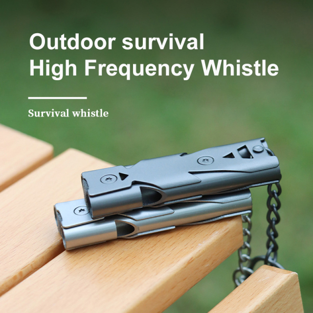 Stainless Steel Double Barrel Popping Whistle for Outdoor Survival High Frequency Earthquake Life