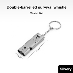 Stainless Steel Double Barrel Popping Whistle for Outdoor Survival High Frequency Earthquake Life