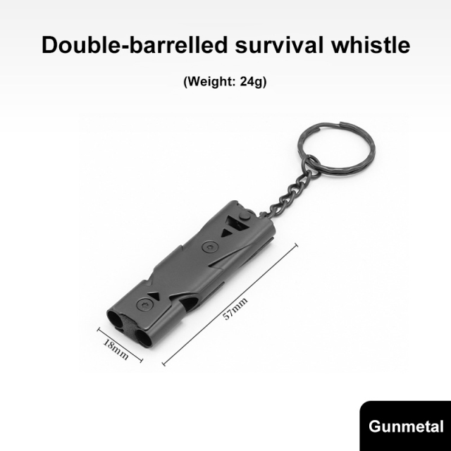 Stainless Steel Double Barrel Popping Whistle for Outdoor Survival High Frequency Earthquake Life