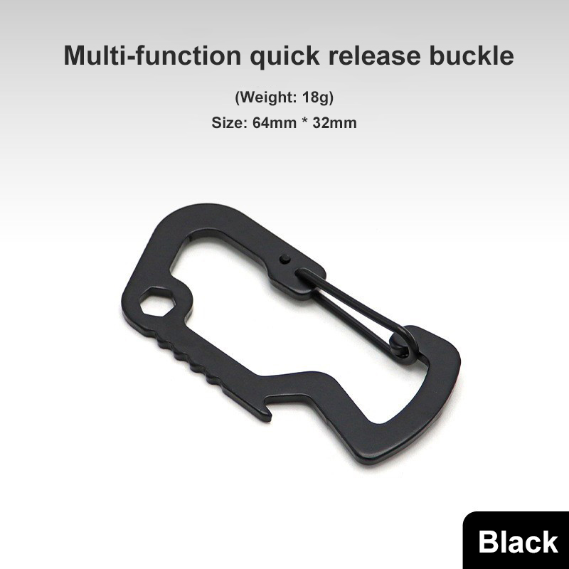 Multifunctional EDC D Buckle Stainless Steel Mountaineering Bottle Opener Spring Hook for Outdoor Sport