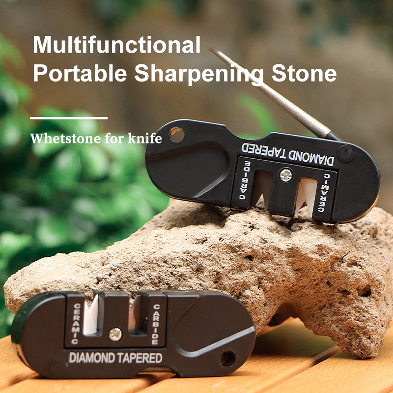Multifunctional Portable Tungsten Steel Knife Sharpener Fish Hook Pocket Diamond Tool for Camp Hike outdoor