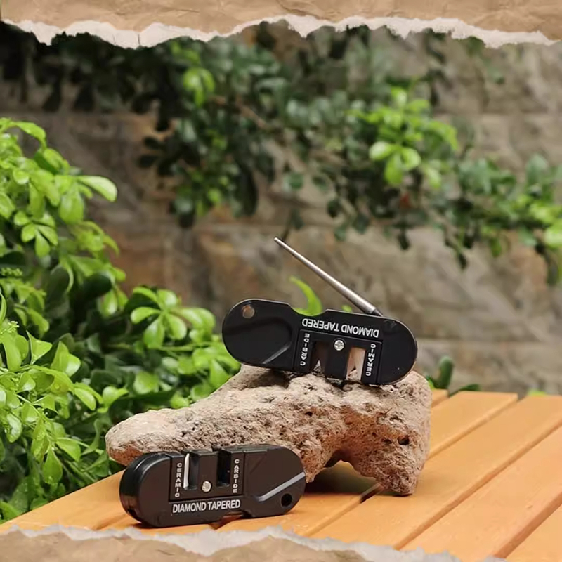 Multifunctional Portable Tungsten Steel Knife Sharpener Fish Hook Pocket Diamond Tool for Camp Hike outdoor