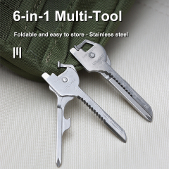 Multifunctional 6 in 1 Defensive Keychain Tool Bottle Opener Screwdriver Folding Knife for Outdoor Tools