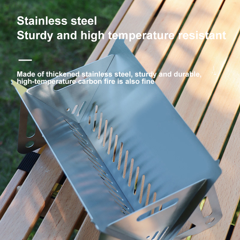 Outdoor Folding Stainless Steel Barbecue Grill Woodstove Portable Camping Supplies