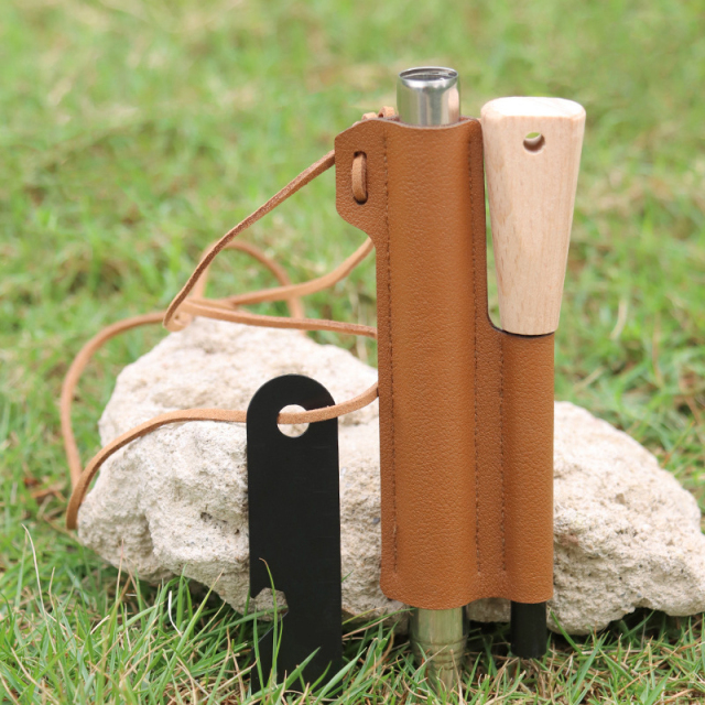 Retractable Stainless Steel 5 Section Fire Stone Solid Magnesium Stick Flint Set for Outdoor Camping Tools