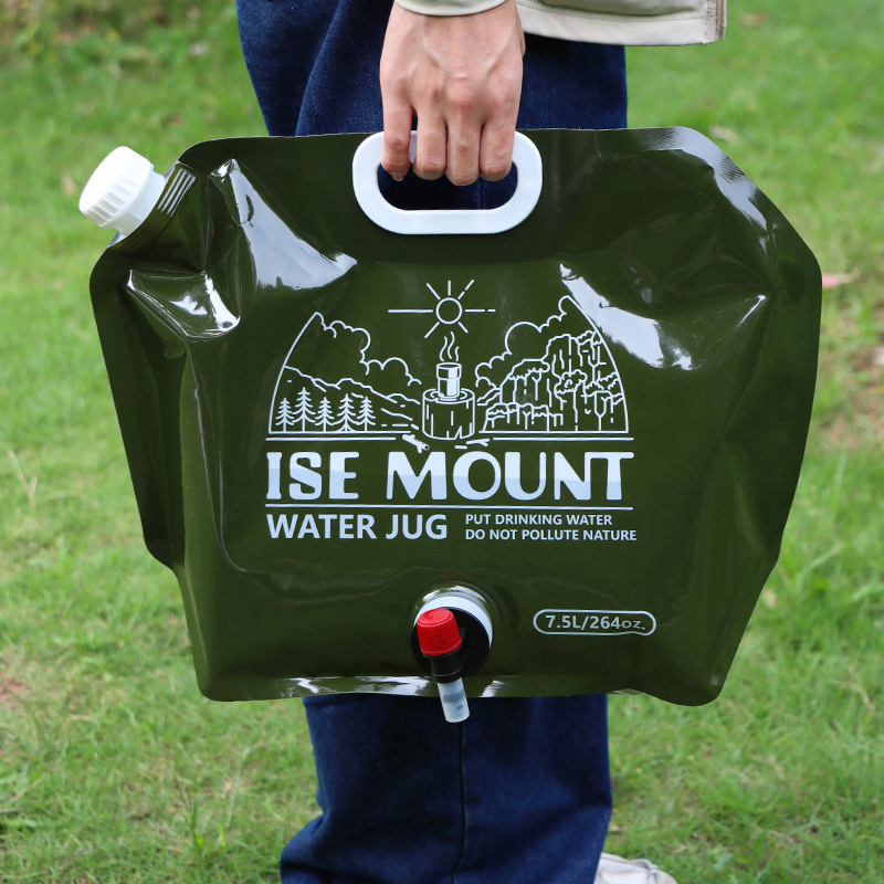 7.5L Portable Folding Water Storage Bag Plastic Bucket with Valve Supplies for Outdoor Camping