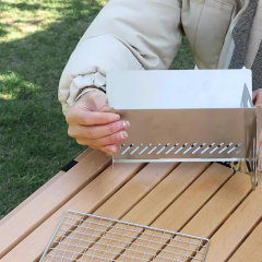 Outdoor Folding Stainless Steel Barbecue Grill Woodstove Portable Camping Supplies