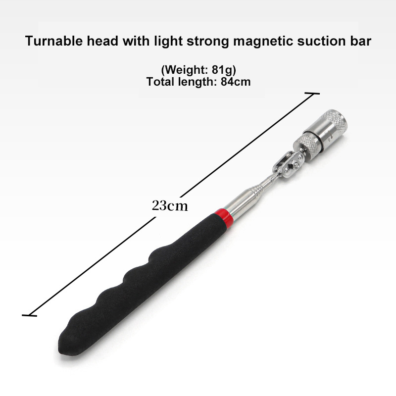 Suction Tool Telescopic Picker with LED Light Nagnetic Suction Bar Metal Parts Magnetic for Outdoor Camping