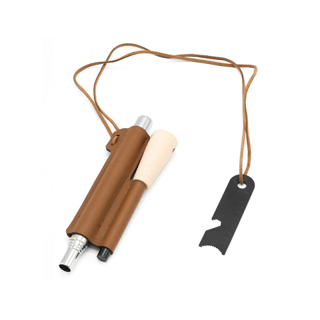 Retractable Stainless Steel 5 Section Fire Stone Solid Magnesium Stick Flint Set for Outdoor Camping Tools