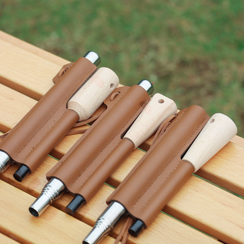 Retractable Stainless Steel 5 Section Fire Stone Solid Magnesium Stick Flint Set for Outdoor Camping Tools