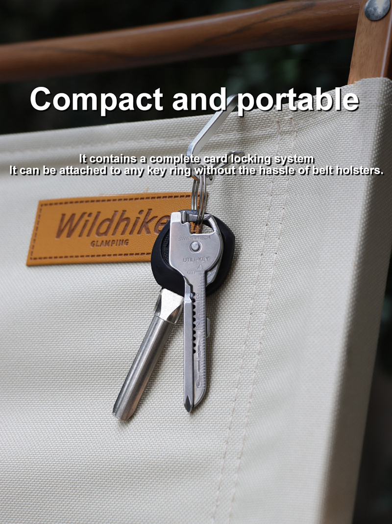 Multifunctional 6 in 1 Defensive Keychain Tool Bottle Opener Screwdriver Folding Knife for Outdoor Tools