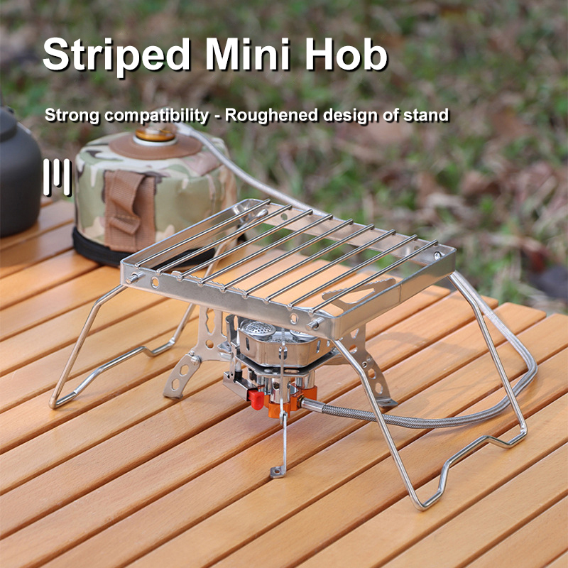 Outdoor Portable Foldable Stainless Steel Striped Mesh Mini Stand Grill Pan Stove Top Stand