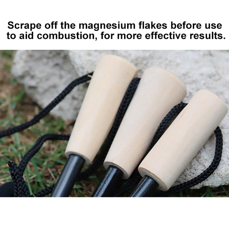 Portable Wooden Handle Magnesium Flint Stick  for Outdoor Wilderness Survival tools Camping Equipment
