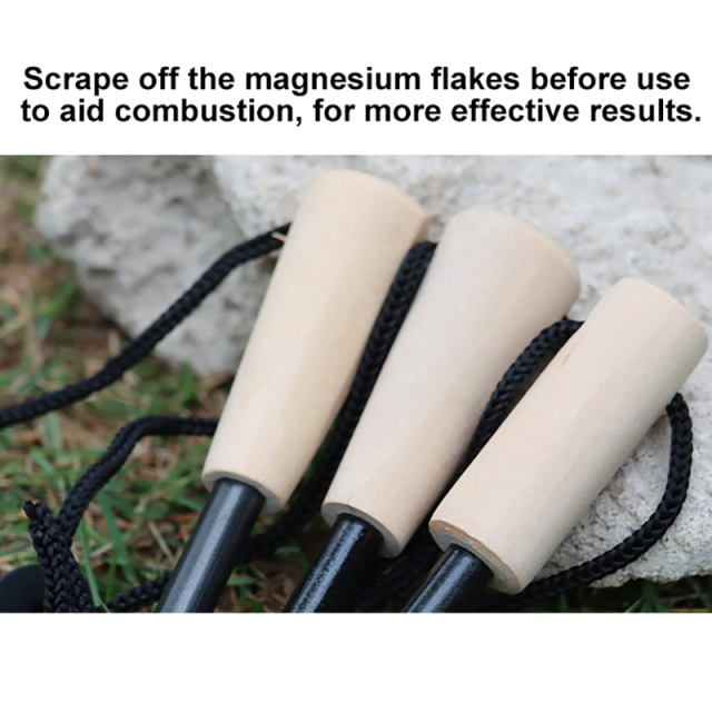 Portable Wooden Handle Magnesium Flint Stick  for Outdoor Wilderness Survival tools Camping Equipment