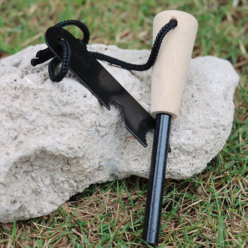 Portable Wooden Handle Magnesium Flint Stick  for Outdoor Wilderness Survival tools Camping Equipment