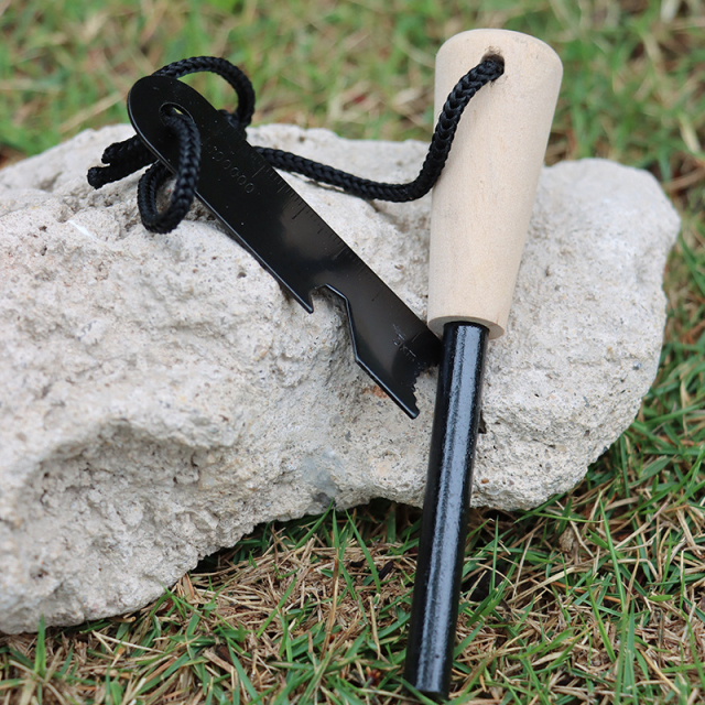 Portable Wooden Handle Magnesium Flint Stick  for Outdoor Wilderness Survival tools Camping Equipment