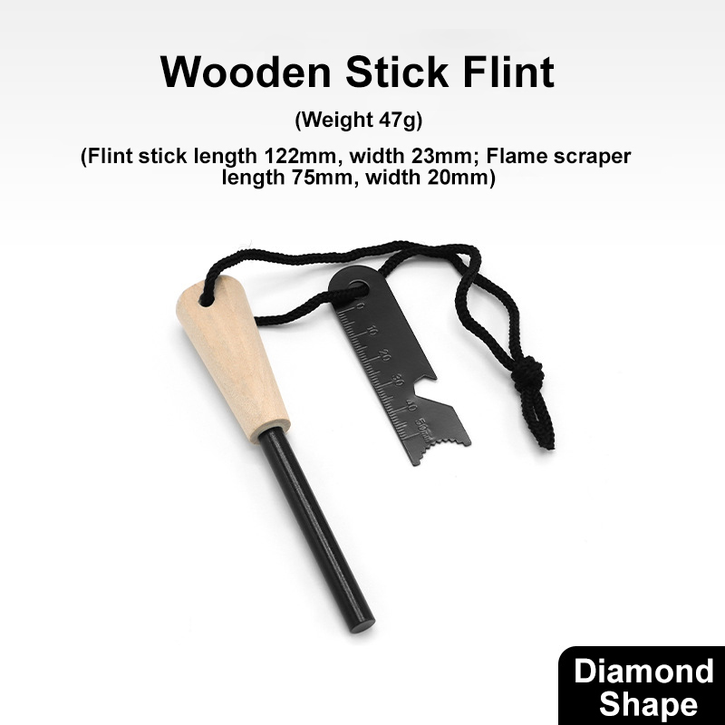 Portable Wooden Handle Magnesium Flint Stick  for Outdoor Wilderness Survival tools Camping Equipment