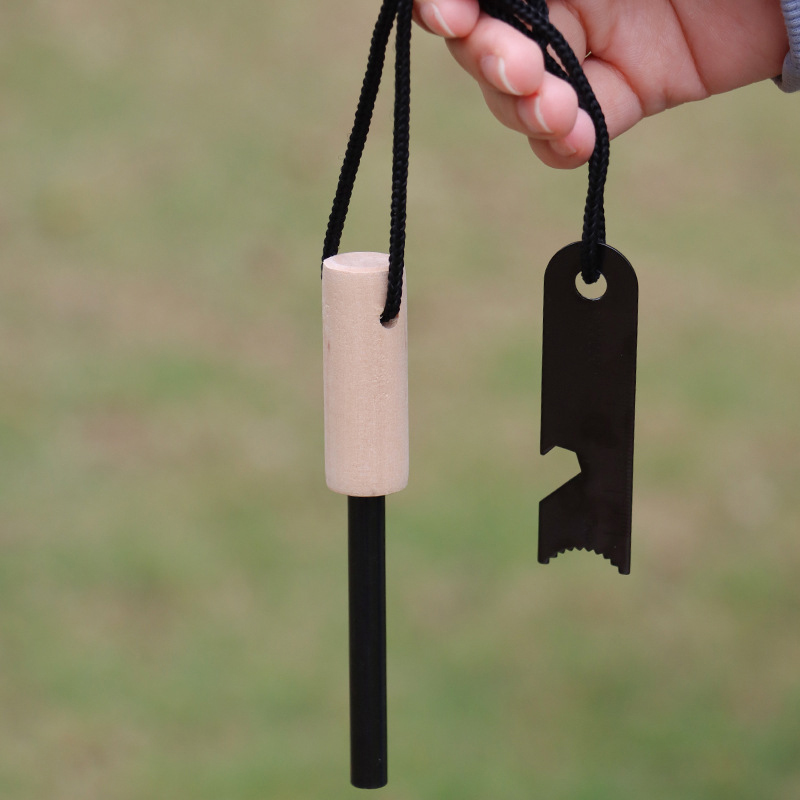 Portable Wooden Handle Magnesium Flint Stick  for Outdoor Wilderness Survival tools Camping Equipment