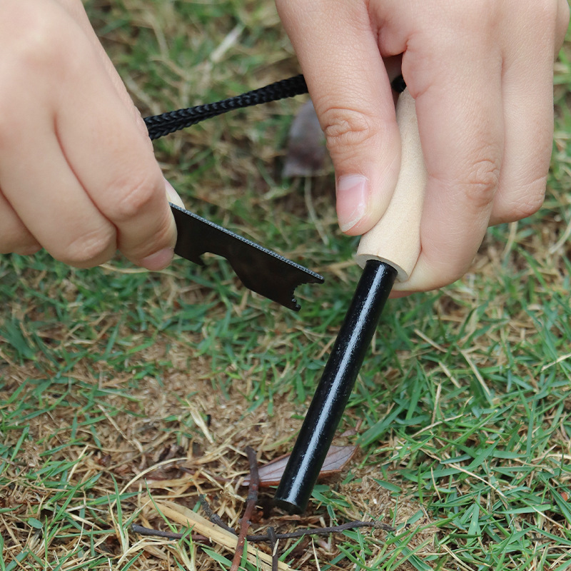 Portable Wooden Handle Magnesium Flint Stick  for Outdoor Wilderness Survival tools Camping Equipment