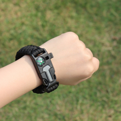 Seven-core Parachute Cord Braided Survival Whistle Flint Large Compass Bracelet Outdoor Life-saving Tools
