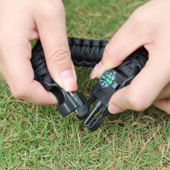 Seven-core Parachute Cord Braided Survival Whistle Flint Large Compass Bracelet Outdoor Life-saving Tools