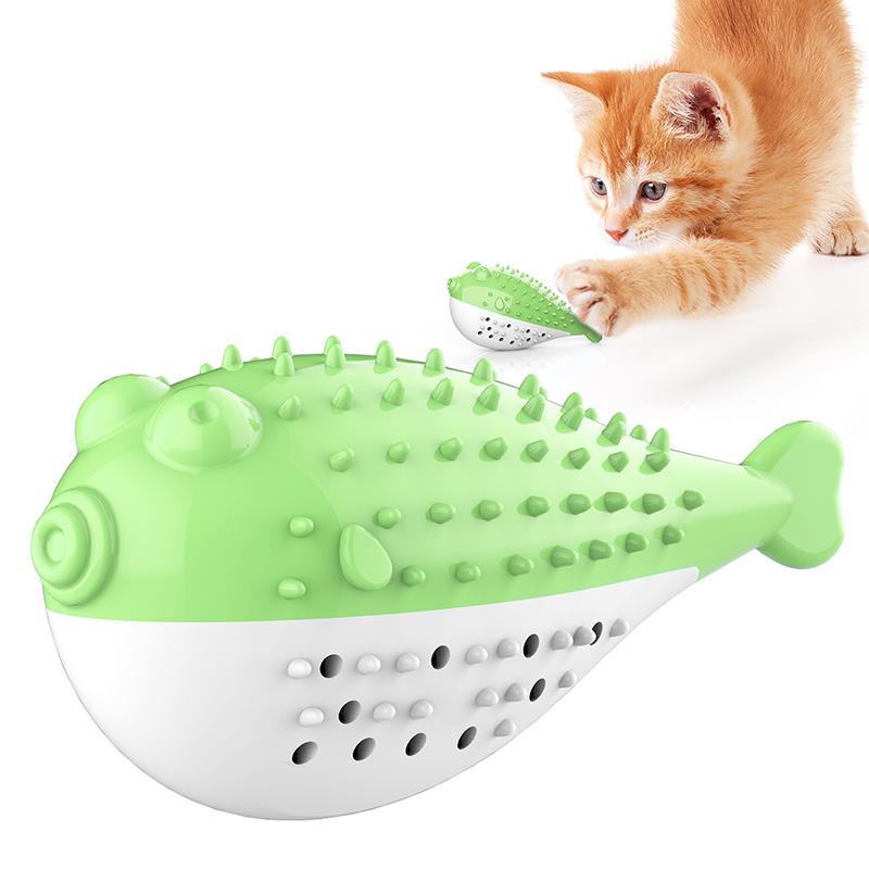 Pet Cat Toothbrush Teeth Cleaning Toy Fish Shape Silicone Molar Stick Toy For Cats Kitten Cleaner with Bell