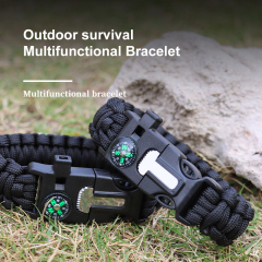Seven-core Parachute Cord Braided Survival Whistle Flint Large Compass Bracelet Outdoor Life-saving Tools