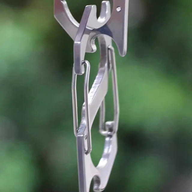 Stainless Steel Keychain Multifunctional Buckle with Bottle Opener S-shaped Climbing Hang Belt Buckle Hooks for Outdoor Mountaineering