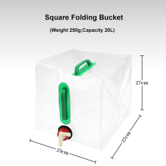 20L Portable Folding Water Storage Bag PVC Bucket with Valve Supplies for Outdoor Camping