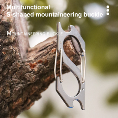 Stainless Steel Keychain Multifunctional Buckle with Bottle Opener S-shaped Climbing Hang Belt Buckle Hooks for Outdoor Mountaineering
