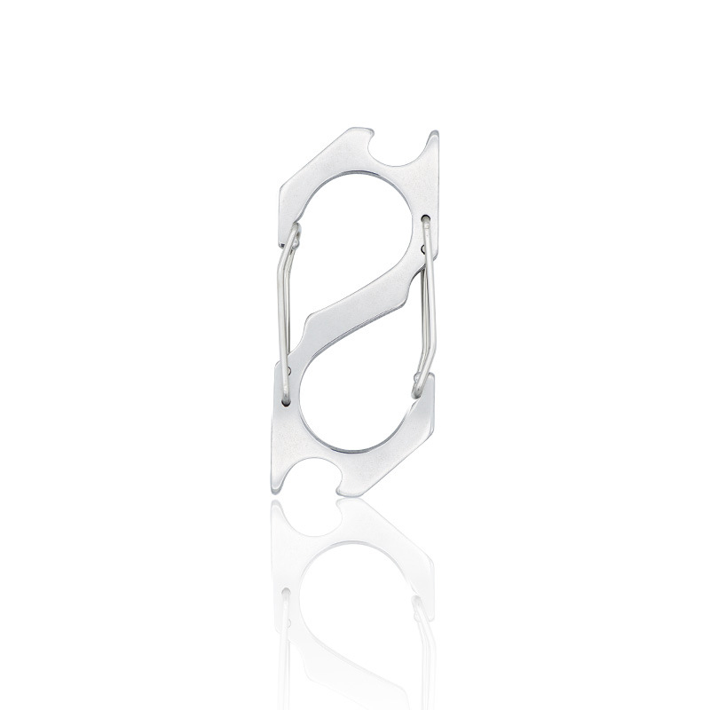 Stainless Steel Keychain Multifunctional Buckle with Bottle Opener S-shaped Climbing Hang Belt Buckle Hooks for Outdoor Mountaineering