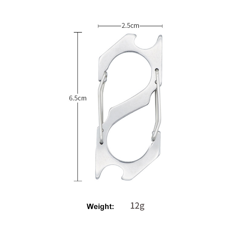 Stainless Steel Keychain Multifunctional Buckle with Bottle Opener S-shaped Climbing Hang Belt Buckle Hooks for Outdoor Mountaineering